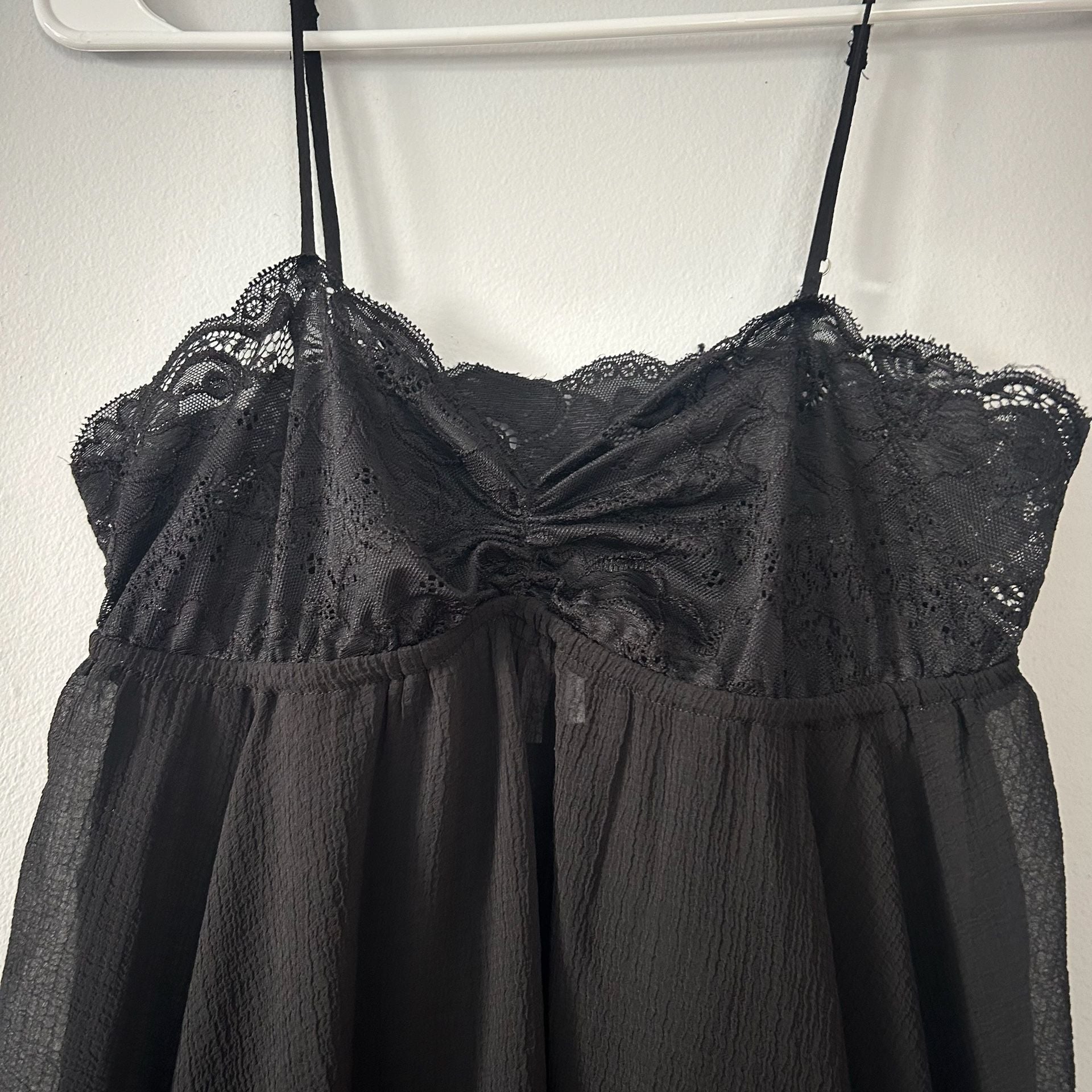 Out From Under Black Lace Asymmetrical Hem Slip Dress Size 12 3