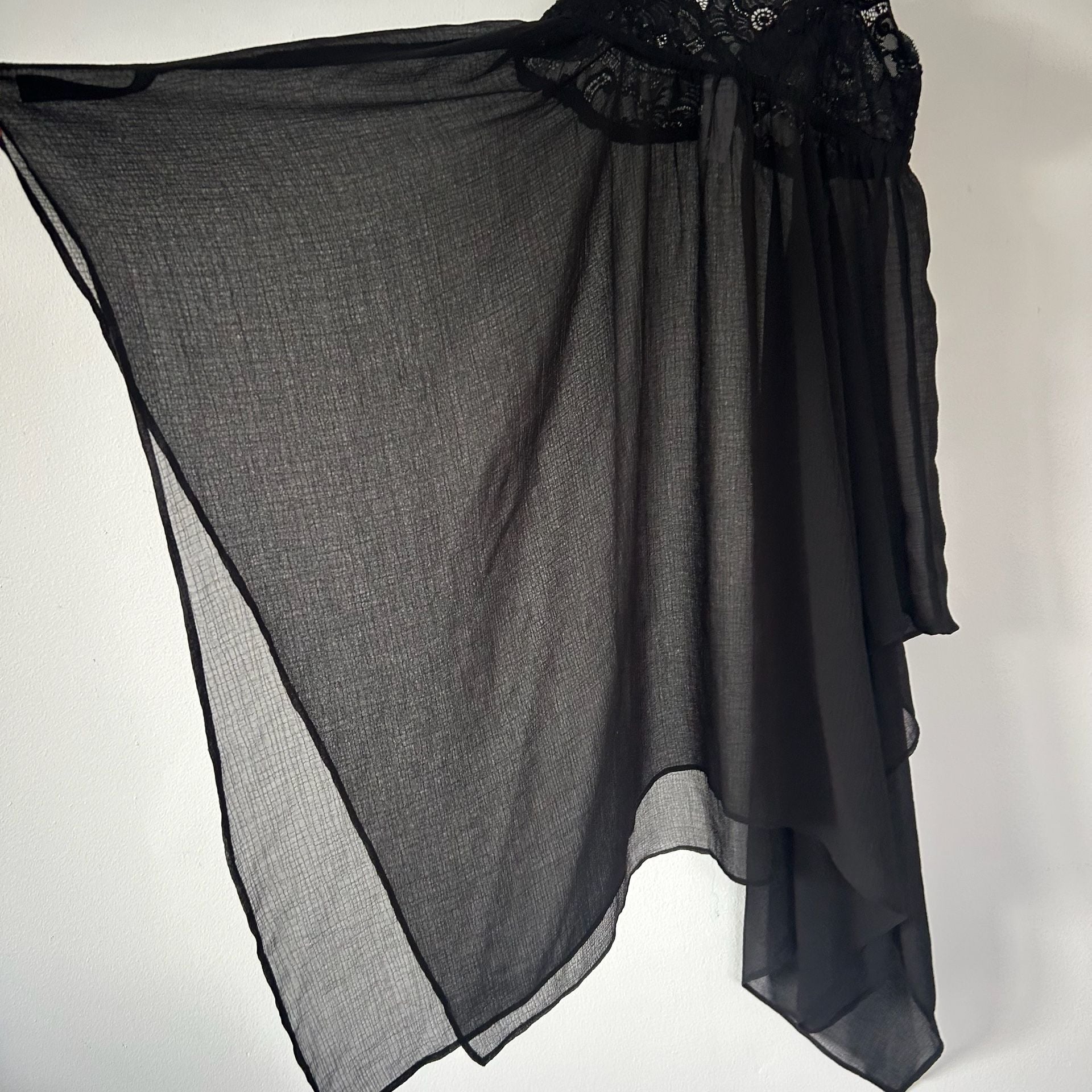 Out From Under Black Lace Asymmetrical Hem Slip Dress Size 12 4