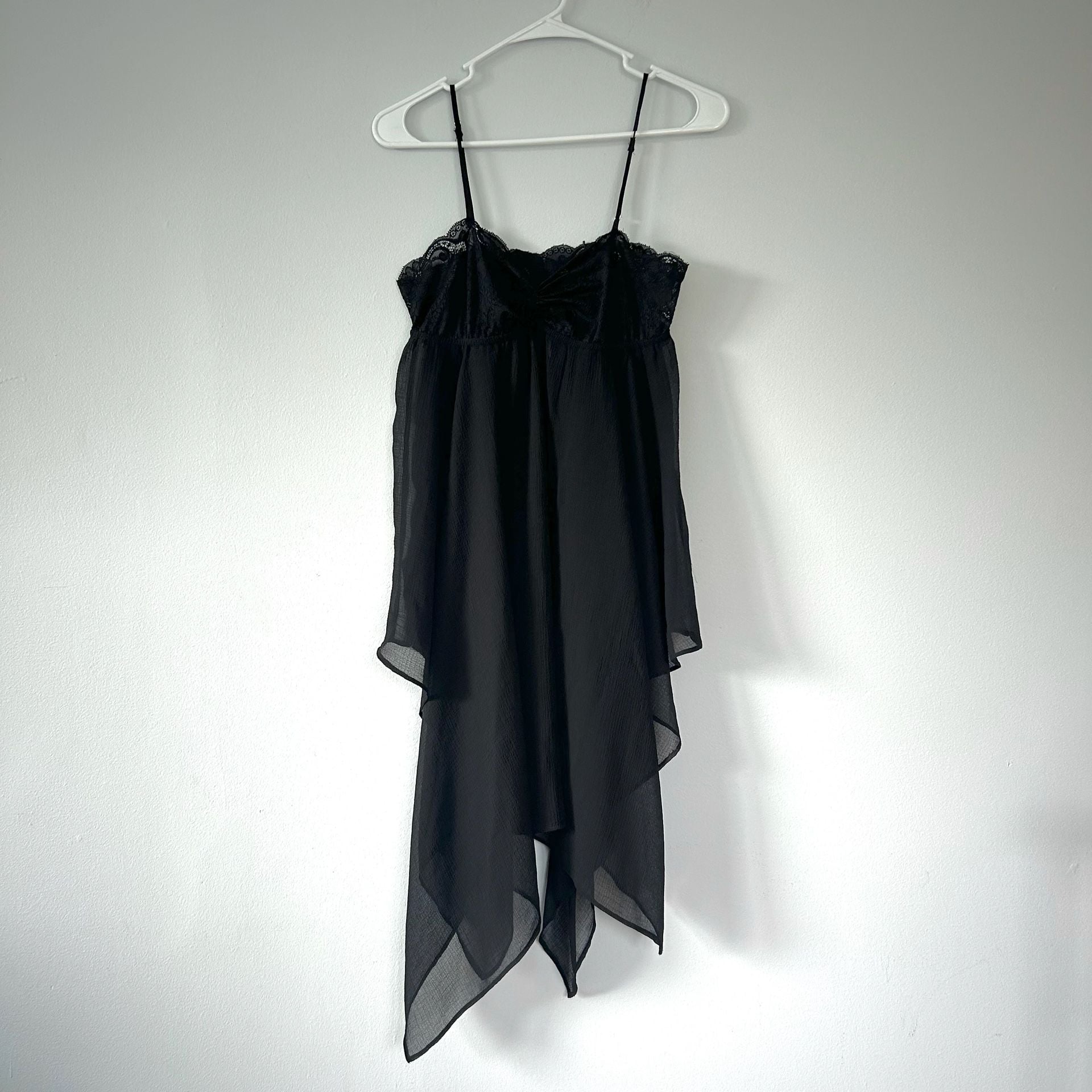 Out From Under Black Lace Asymmetrical Hem Slip Dress Size 12 9