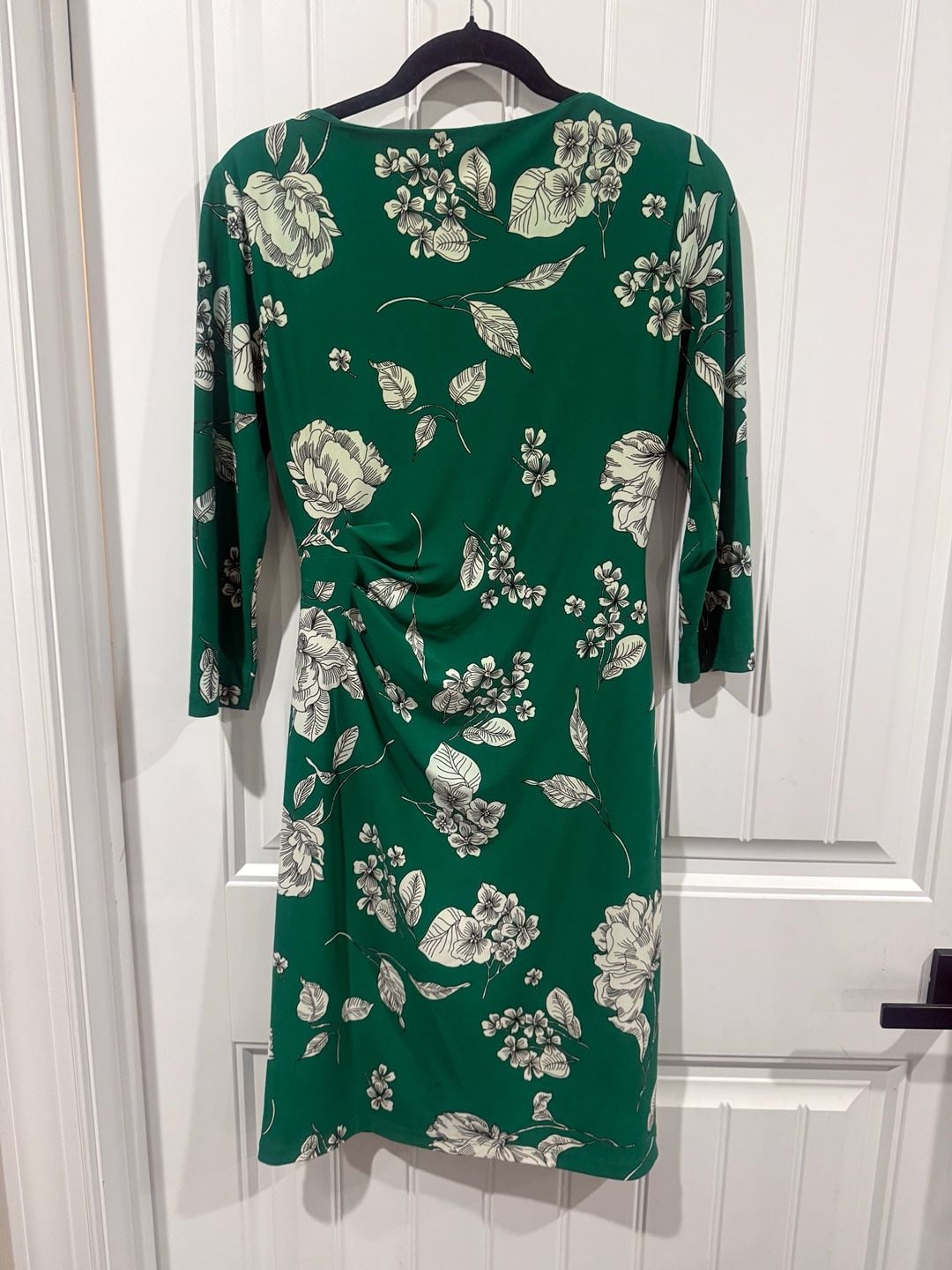 Lauren Ralph Lauren Green Floral Ruched Cowl Neck Stretch Sheath Dress 4