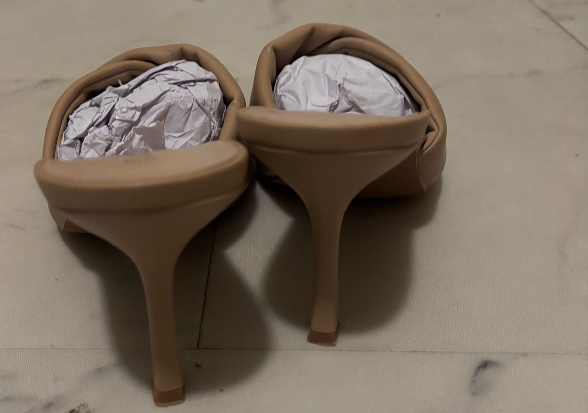 Dream Pairs Square-Toe Stiletto Heeled Mules Tan 3