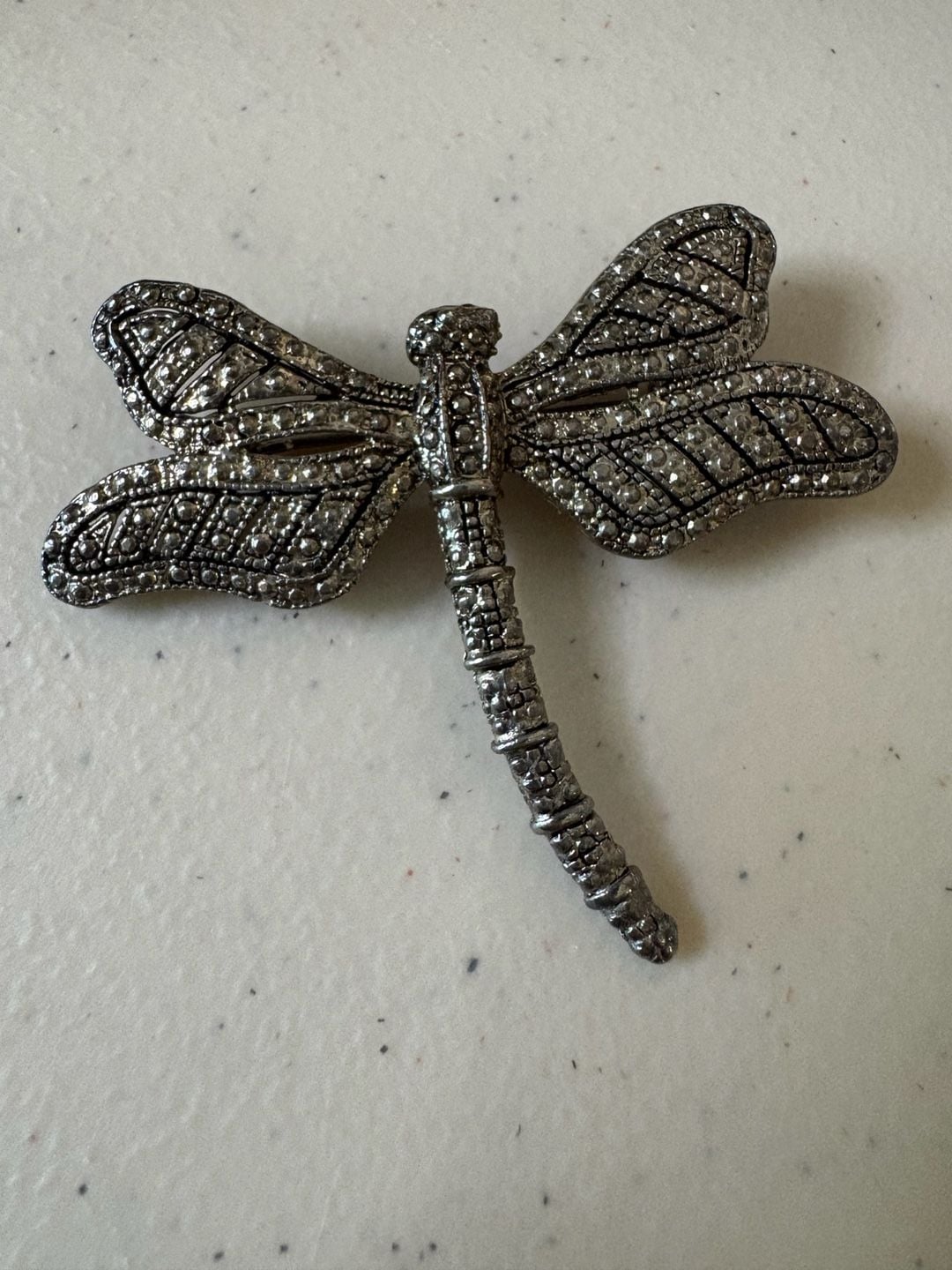 Luminous Vintage Dragonfly Brooch Pin Silver Tone 2