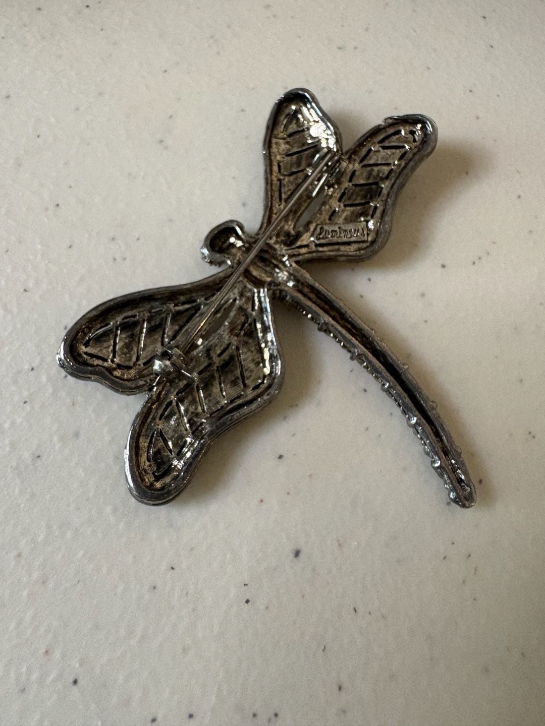 Luminous Vintage Dragonfly Brooch Pin Silver Tone 3