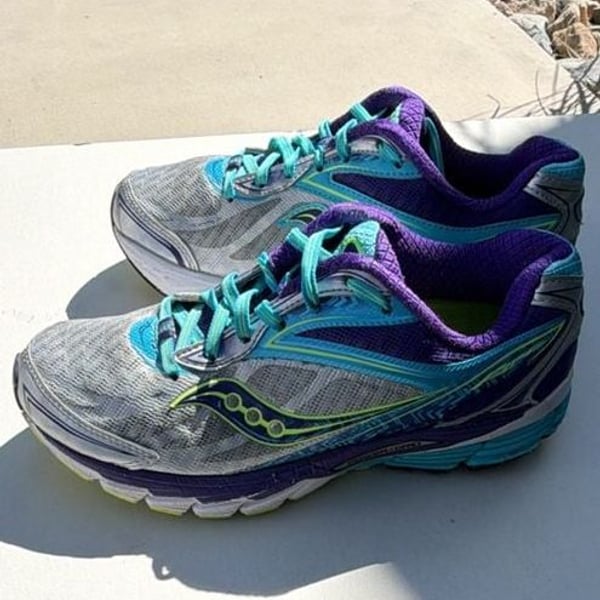 Saucony Ride 8 Running Shoes Silver Purple Blue S10273-1