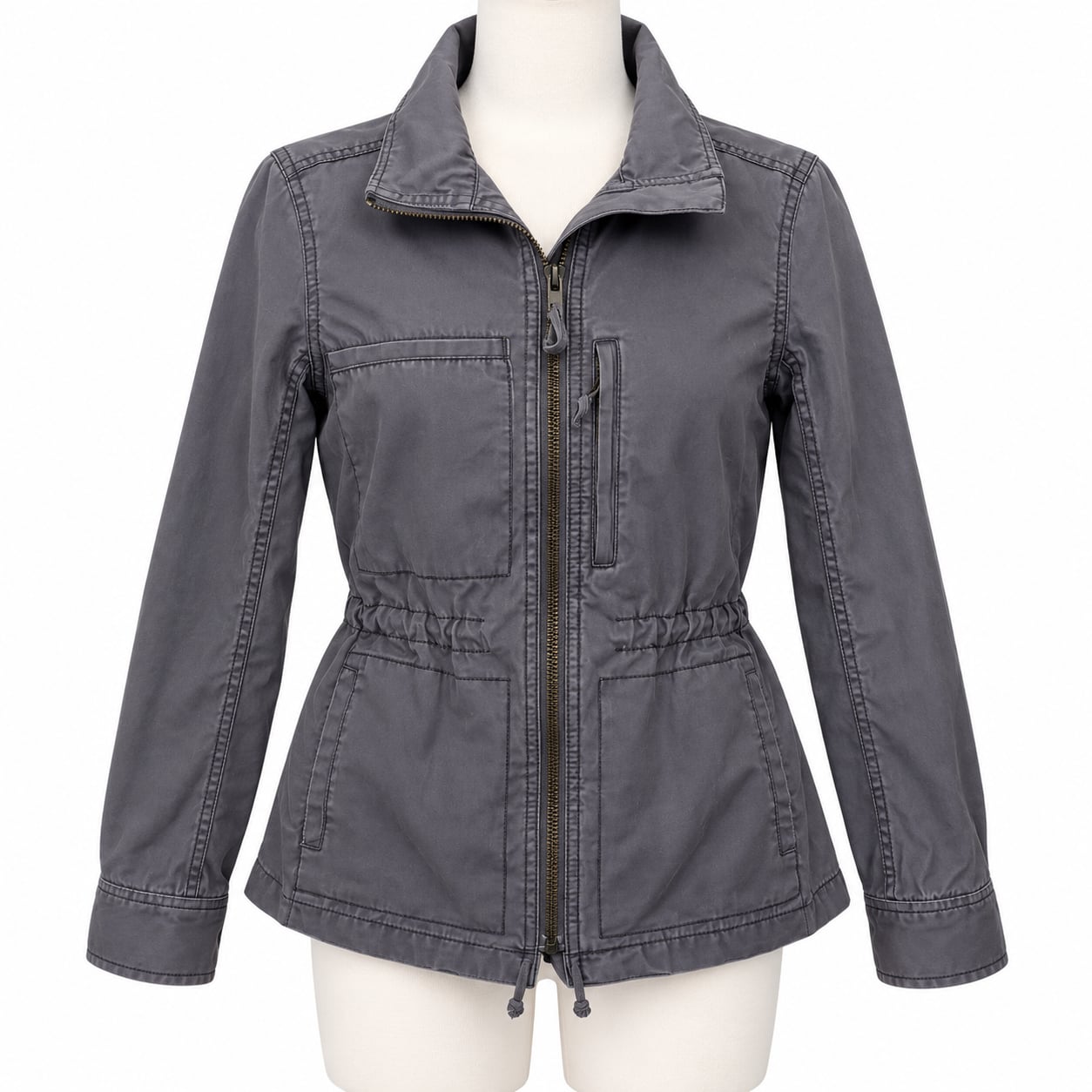 Madewell Utility Field Jacket Women S Gray Cotton Military Cargo Zip 2