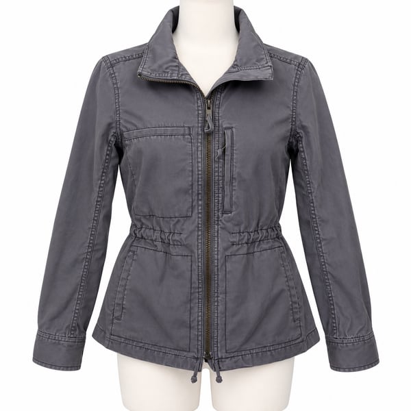 Madewell Utility Field Jacket Women S Gray Cotton Military Cargo Zip