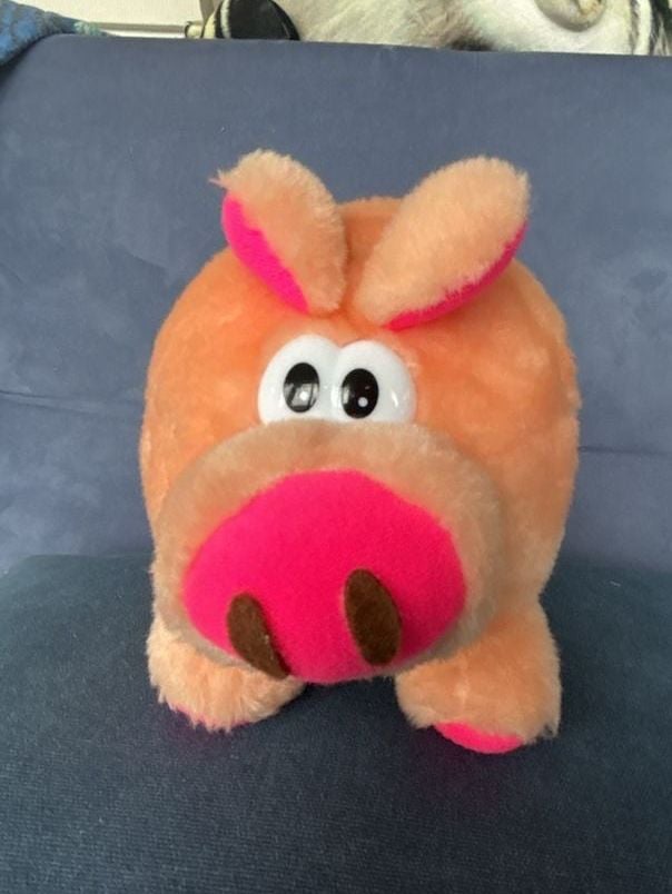Cloud 9 Orange Pink Pig Plush Stuffed Animal Toy Vintage 1