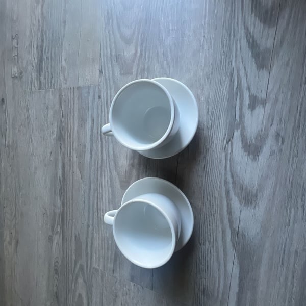 Williams-Sonoma Open Kitchen White Espresso Cup and Saucer Set of 2