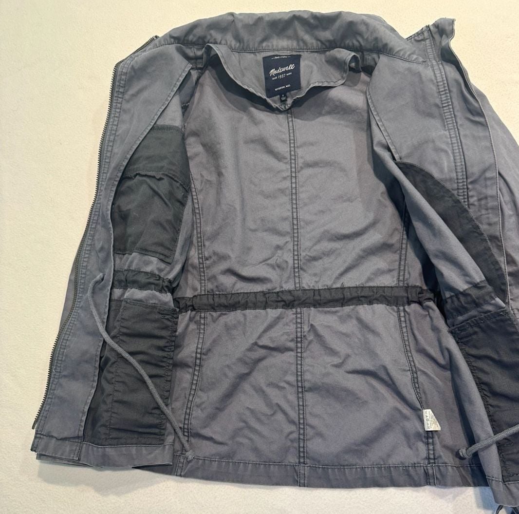 Madewell Utility Field Jacket Women S Gray Cotton Military Cargo Zip 7