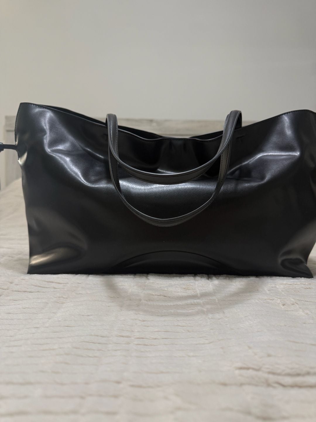 Tory Burch Ella Natuura Drawstring Tote Black Patent Leather 5