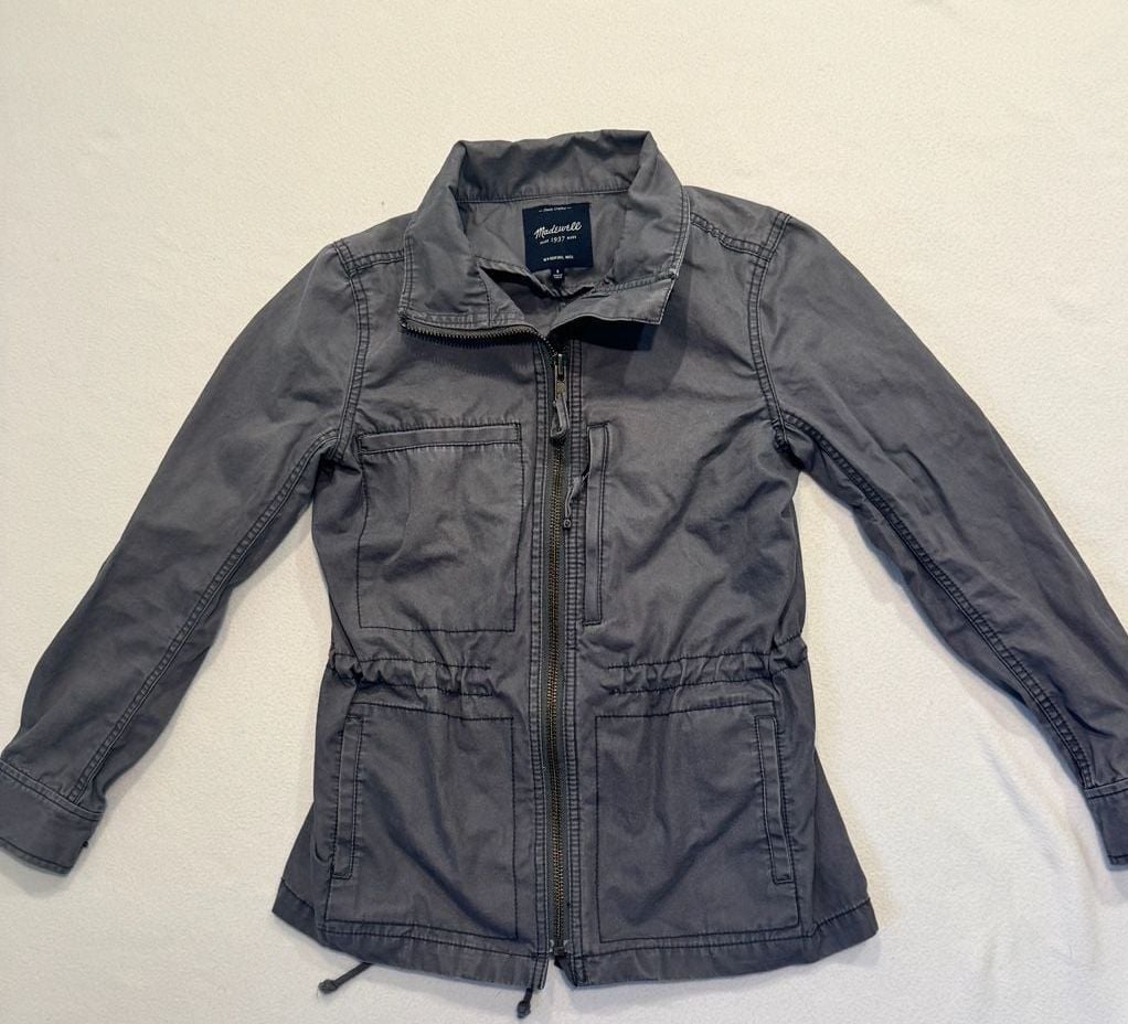 Madewell Utility Field Jacket Women S Gray Cotton Military Cargo Zip 10