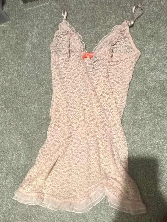 Victoria's Secret Pink Lace Slip Dress Size L Pink Lace Mini Dress 2