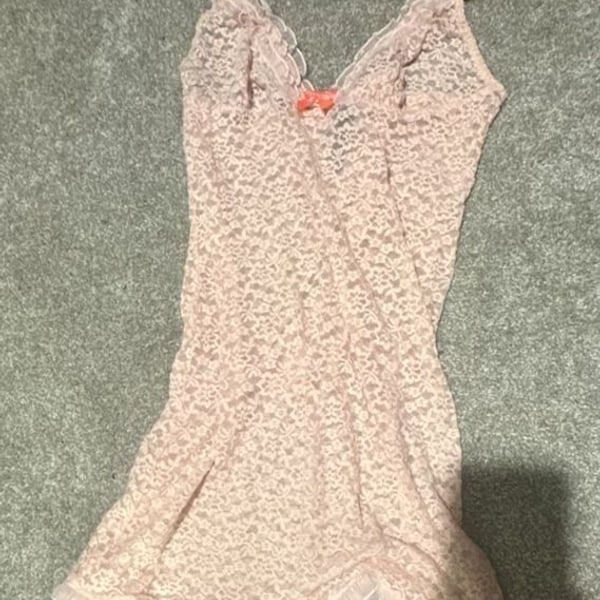 Victoria's Secret Pink Lace Slip Dress Size L Pink Lace Mini Dress