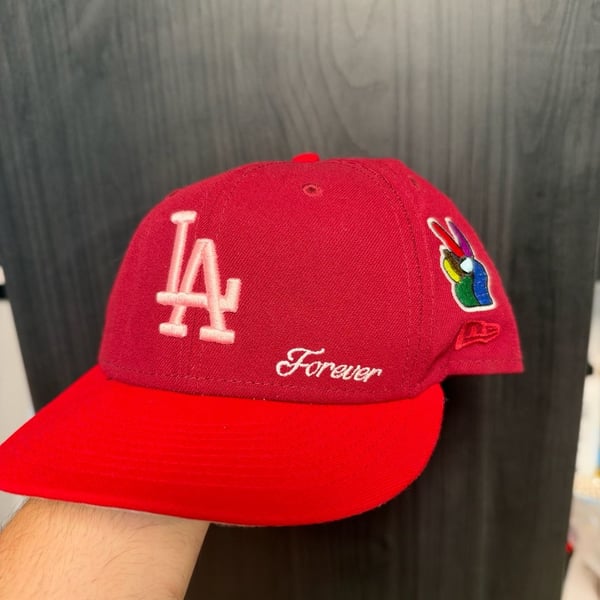 Jae tips New Era Los Angeles Dodgers 59FIFTY Fitted Hat 7 1/2 Red LA Forever