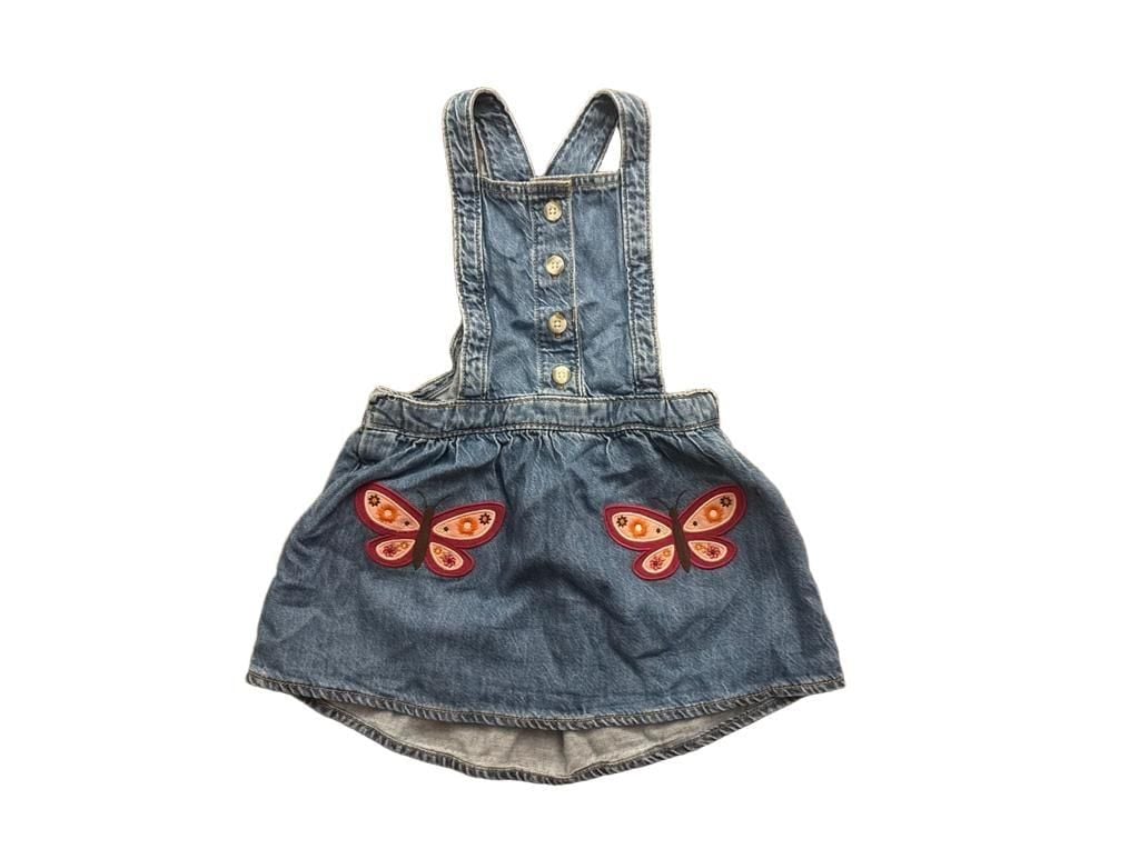 Gymboree Denim Skirt Overalls Size 4T Butterfly Embroidery 2