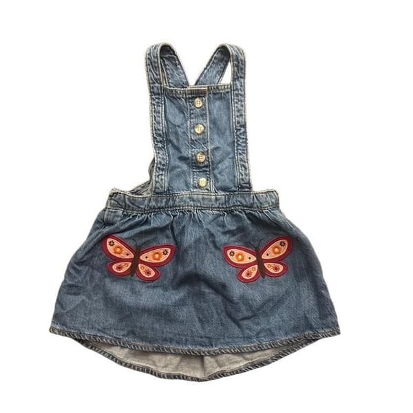 Gymboree Denim Skirt Overalls Size 4T Butterfly Embroidery