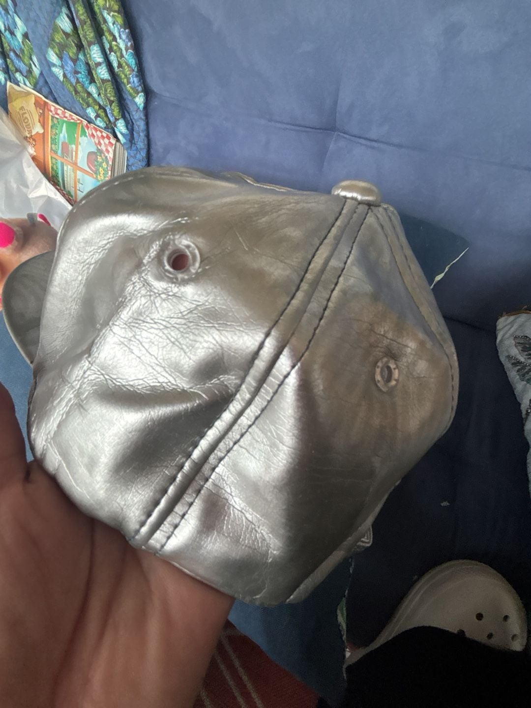 Vintage 1980’s Chicago Bears Metallic Silver Zipper Snapback Hat Cap 6
