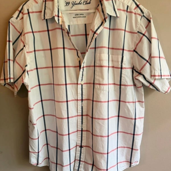 Nautica Jeans Co. Plaid Button Down Shirt Size XL White Plaid
