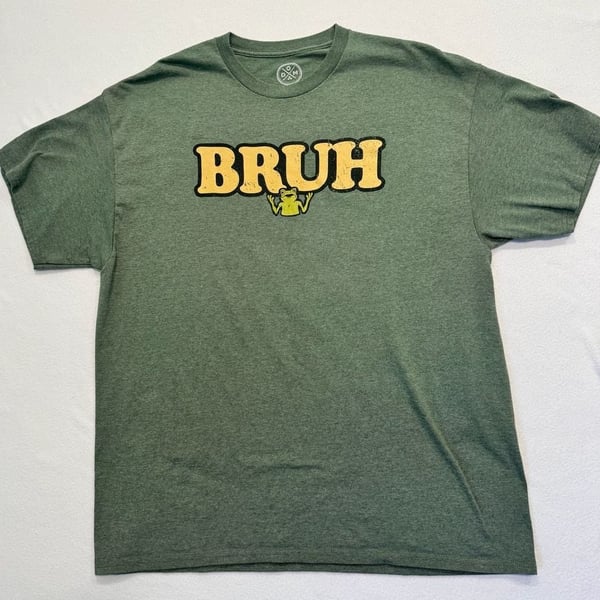 ODM BRUH Frog Graphic T Shirt Mens XL Green Funny Meme Novelty Tee