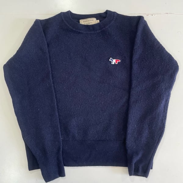 Maison Kitsuné Fox Patch Sweatshirt Navy Size XS Wool Fall Autumn Winter (メゾン キツネ)