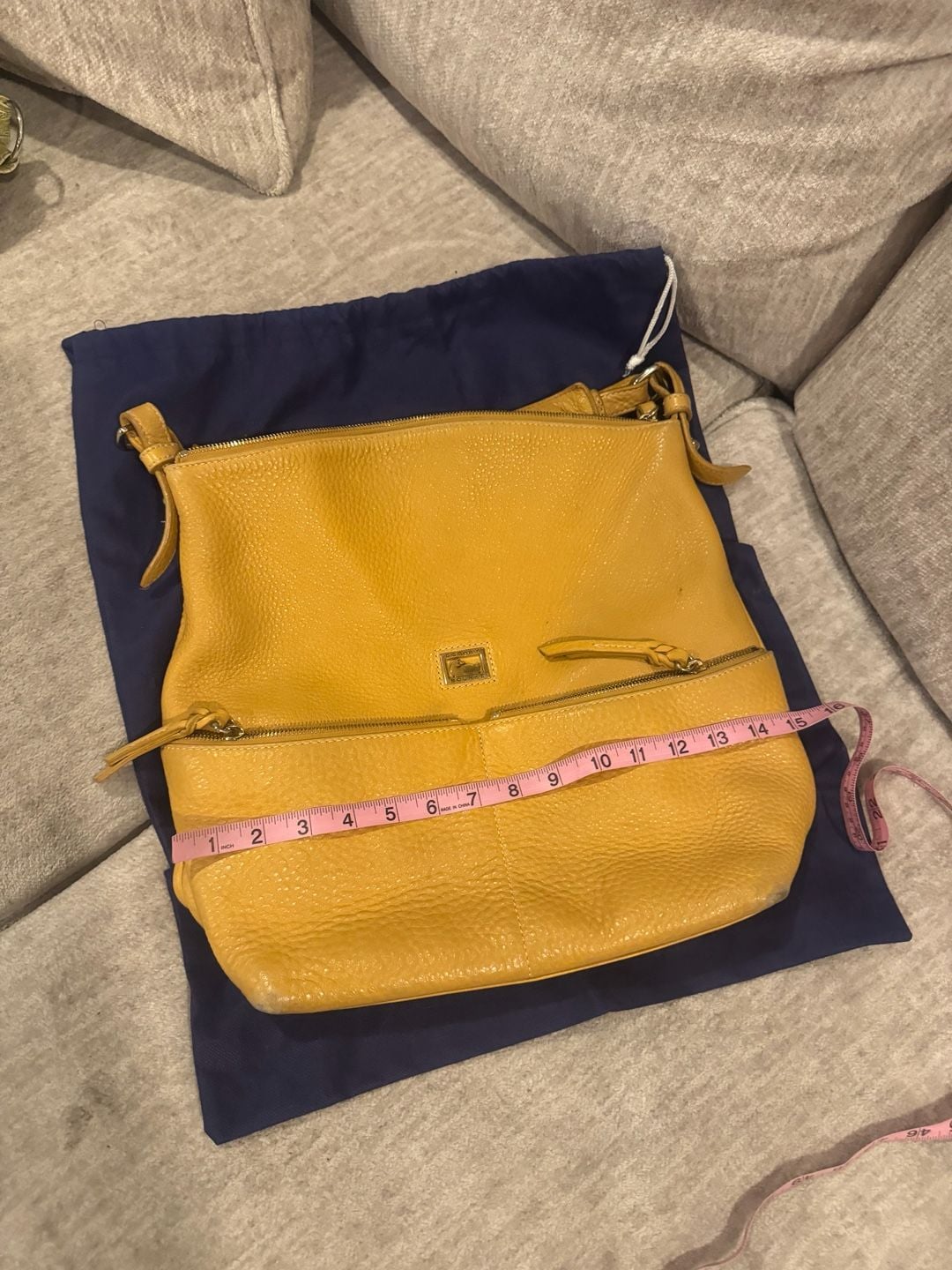 Dooney & Bourke Dillen Sac Yellow Mustard Leather Hobo Shoulder Bag 8