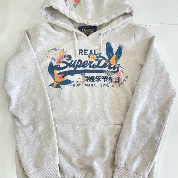 womens Real Originals Floral Hoodie in Glacier Grey Marl