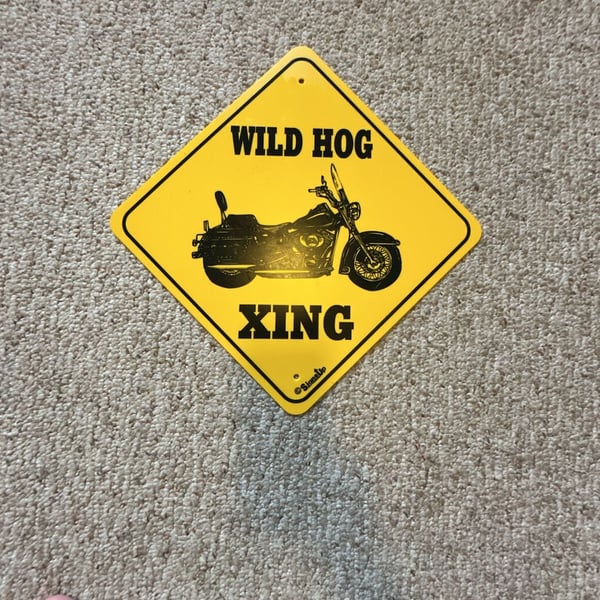 SignsUp Wild Hog Xing Motorcycle Crossing Yellow Metal Sign