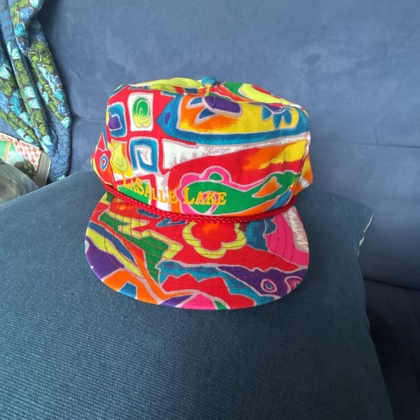 Nissin Cap LaSalle Lake Vintage 90s Multi Color Snapback Hat
