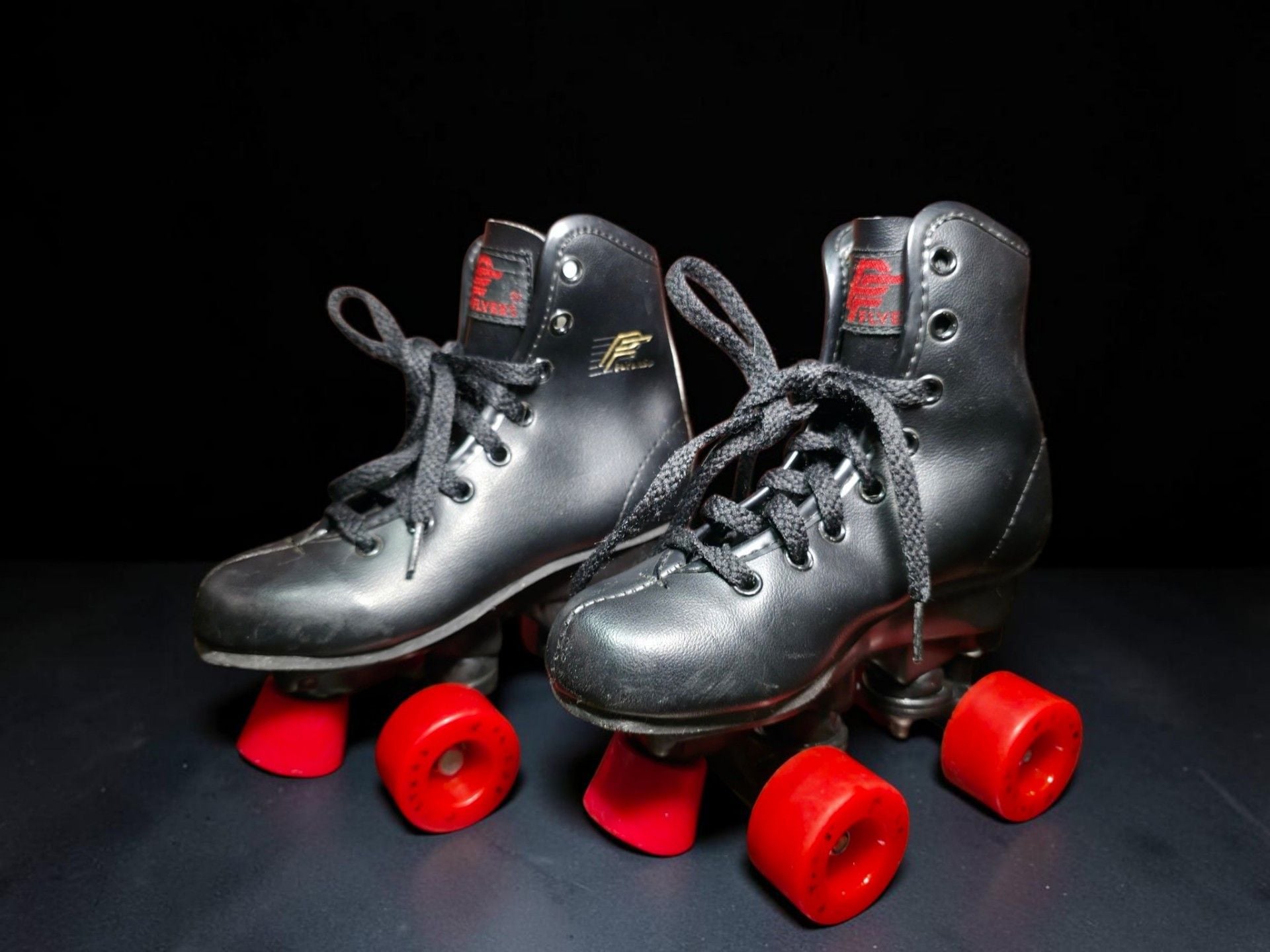 Flyers Black Quad Roller Skates with Red Wheels Size 11.5 kids 2