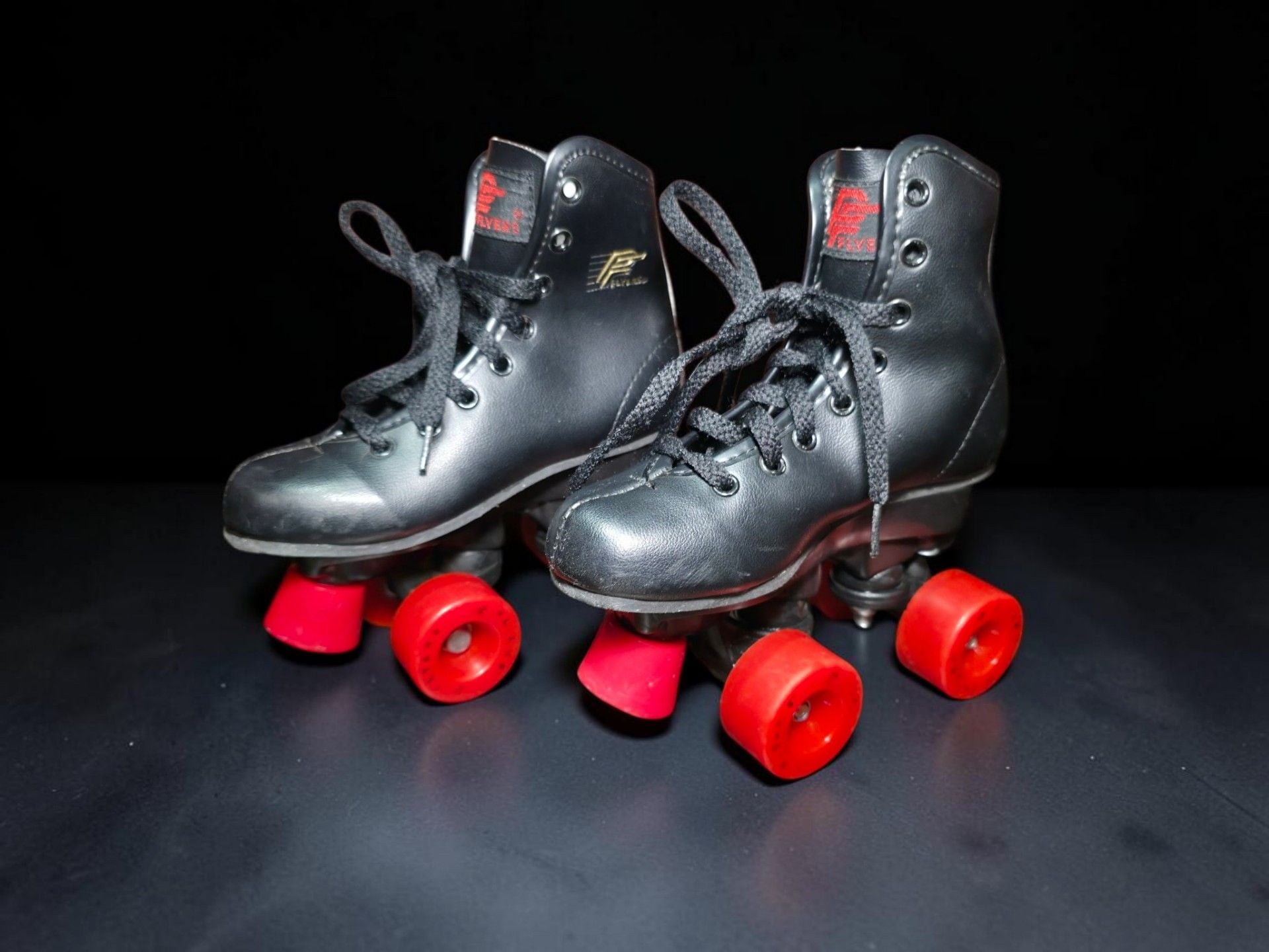 Flyers Black Quad Roller Skates with Red Wheels Size 11.5 kids 3