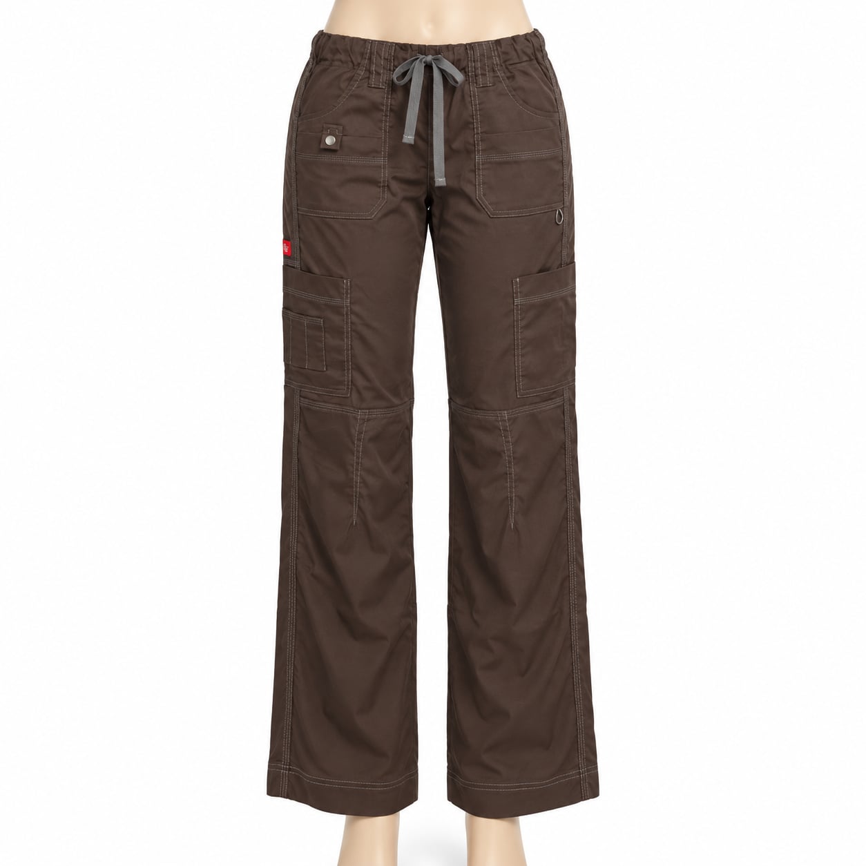 Dickies Gen Flex Women S Brown Cargo Scrub Pants Youtility Drawstring 2