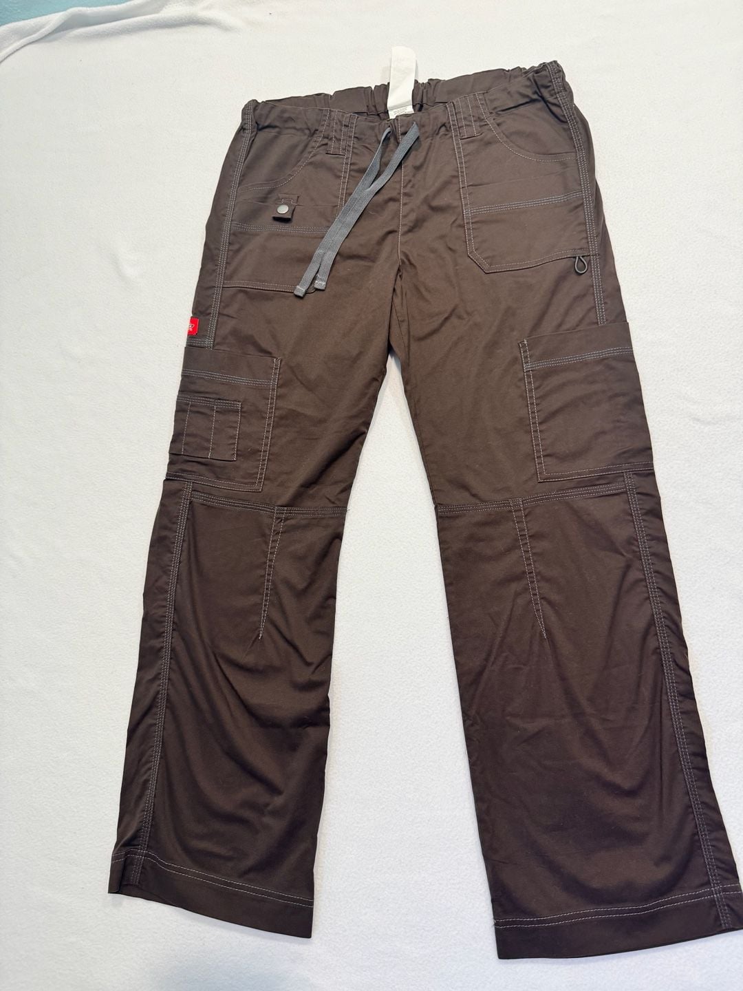 Dickies Gen Flex Women S Brown Cargo Scrub Pants Youtility Drawstring 10
