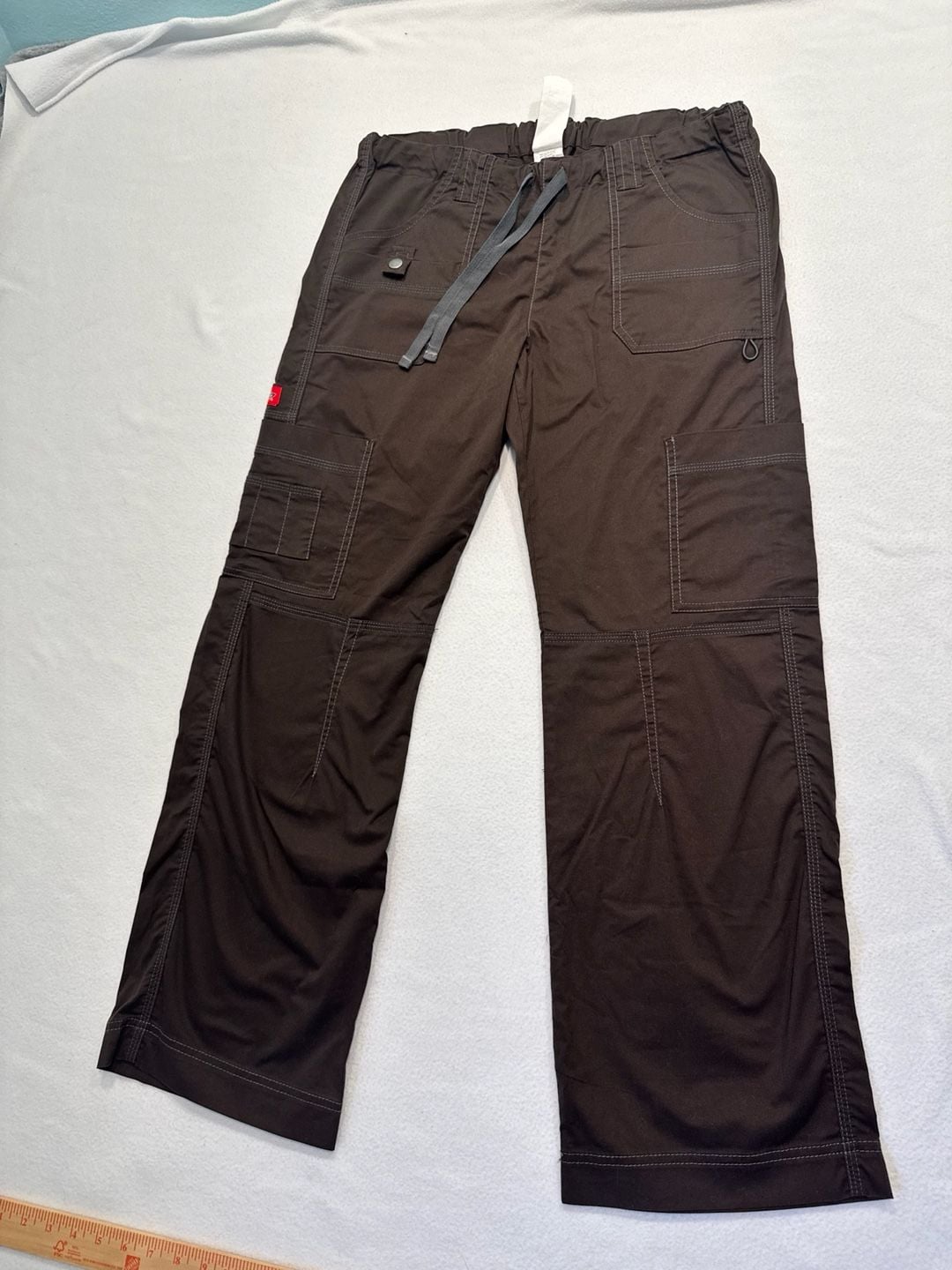 Dickies Gen Flex Women S Brown Cargo Scrub Pants Youtility Drawstring 11