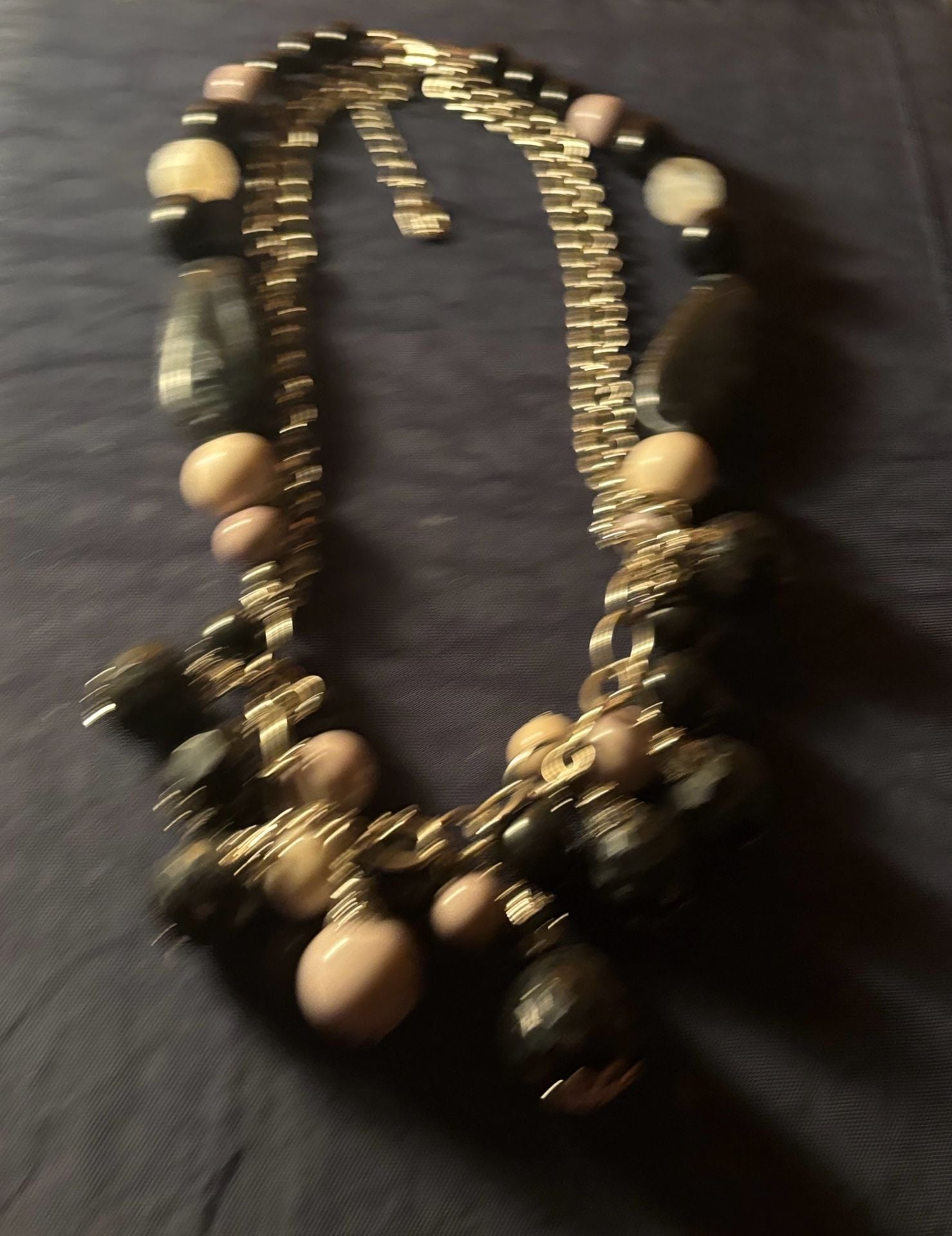 80's Downtown Vampire Black, Angel White, See Through Crystals, & Tarnished Silver Colored Beads Free Form Collar Necklace! - , 5