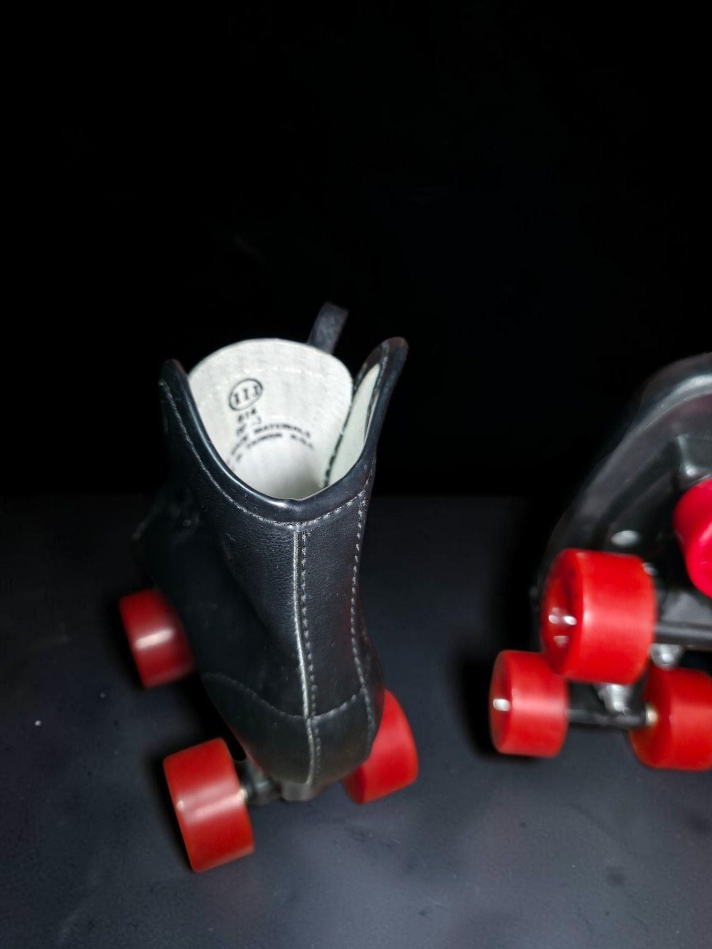 Flyers Black Quad Roller Skates with Red Wheels Size 11.5 kids 7
