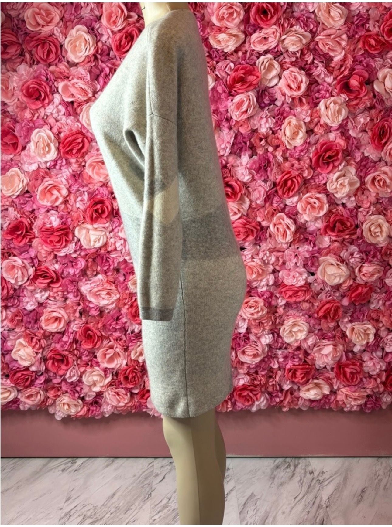 Bold Vince Heather Gray Knit Sweater Dress Brown, Beige, & Grey Colorblocked Cashmere 3