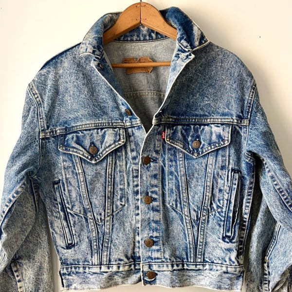 Vintage 80s Levi's Acid Wash Type 3 Denim Trucker Jacket Women's S