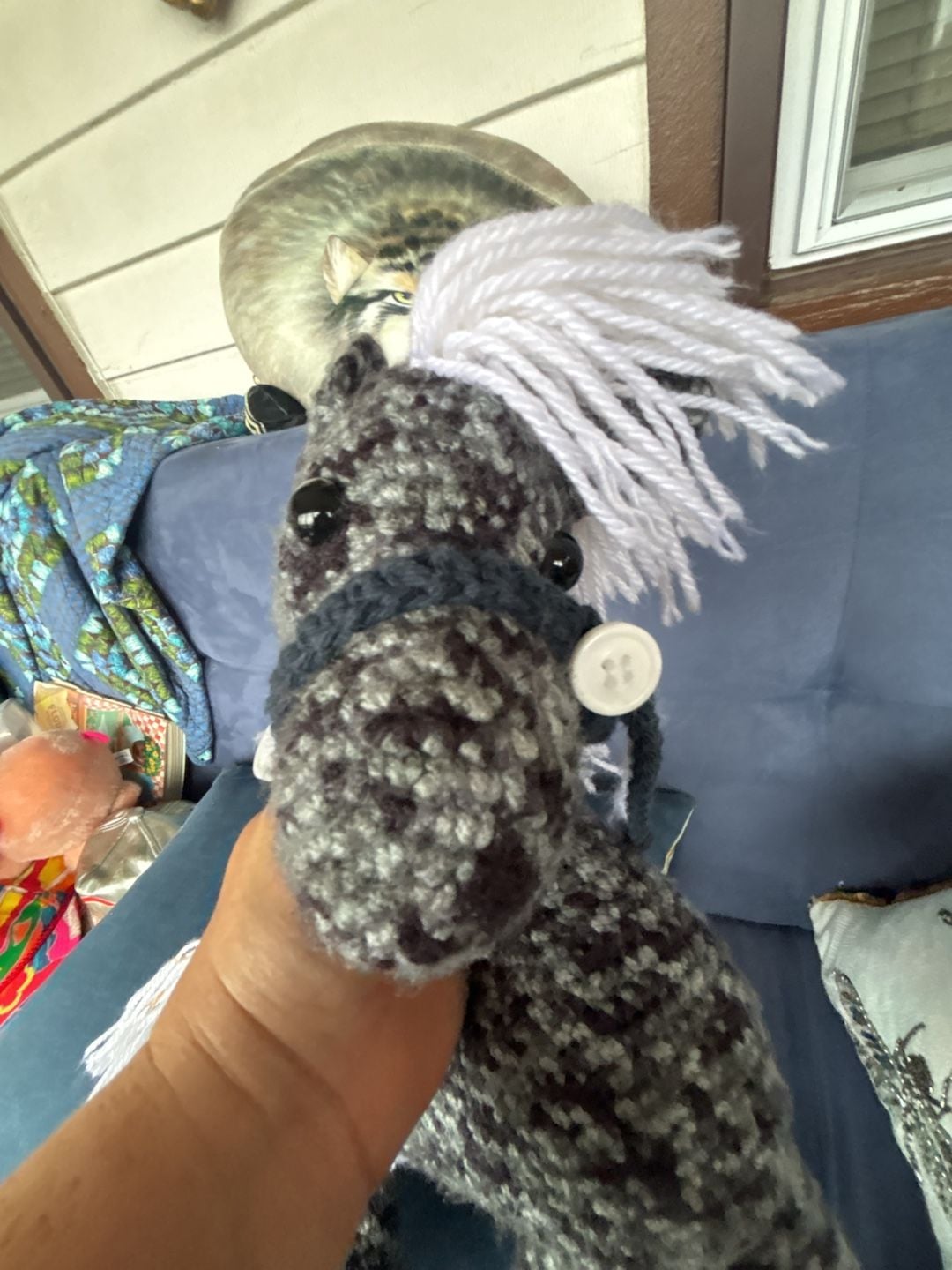 Handmade Crochet Horse Amigurumi Toy Plush Pony Grey Moss 8