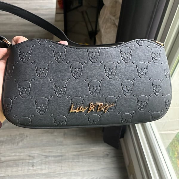 Luv Betsey Skull Crossbody Bag Black Faux Leather