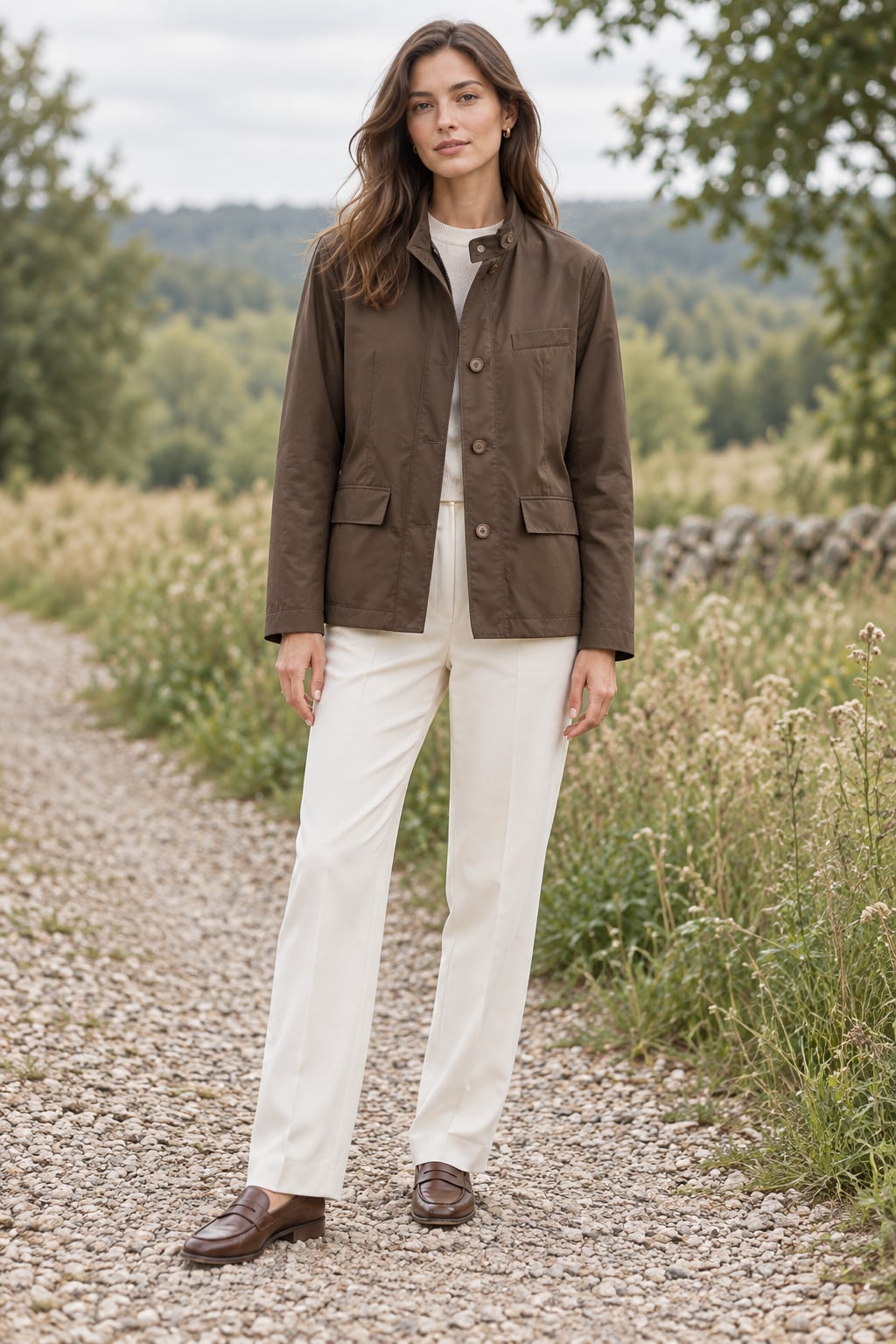 Austin Reed Brown Field Jacket Medium Stand Collar Quiet Luxury 2