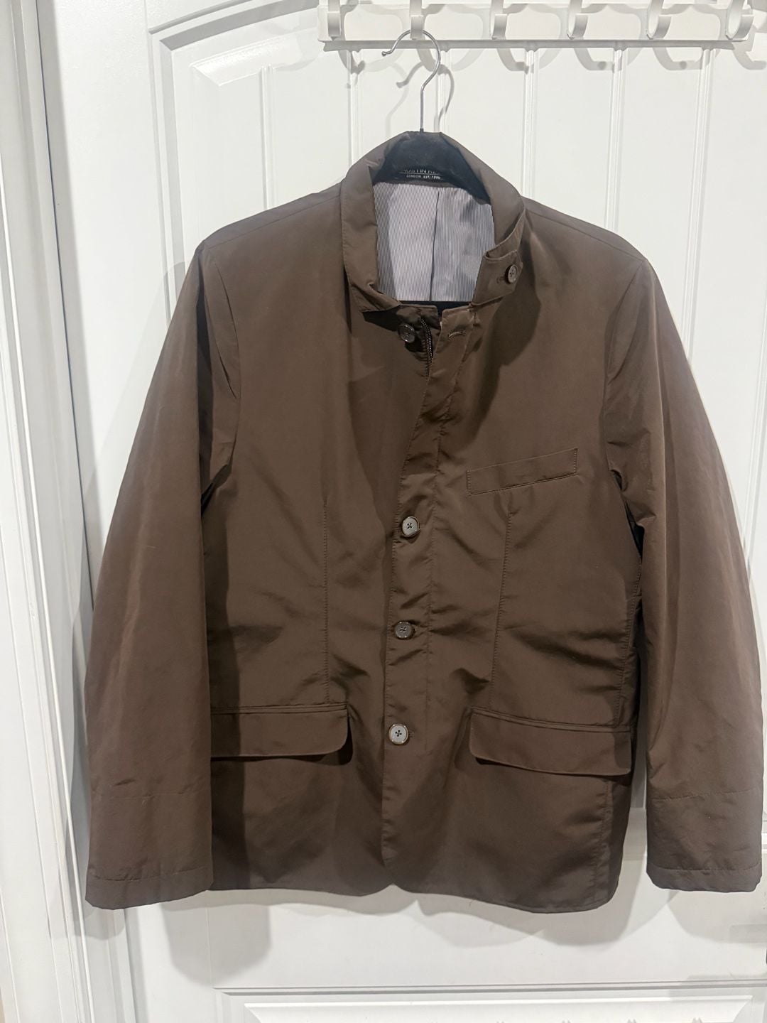 Austin Reed Brown Field Jacket Medium Stand Collar Quiet Luxury 3