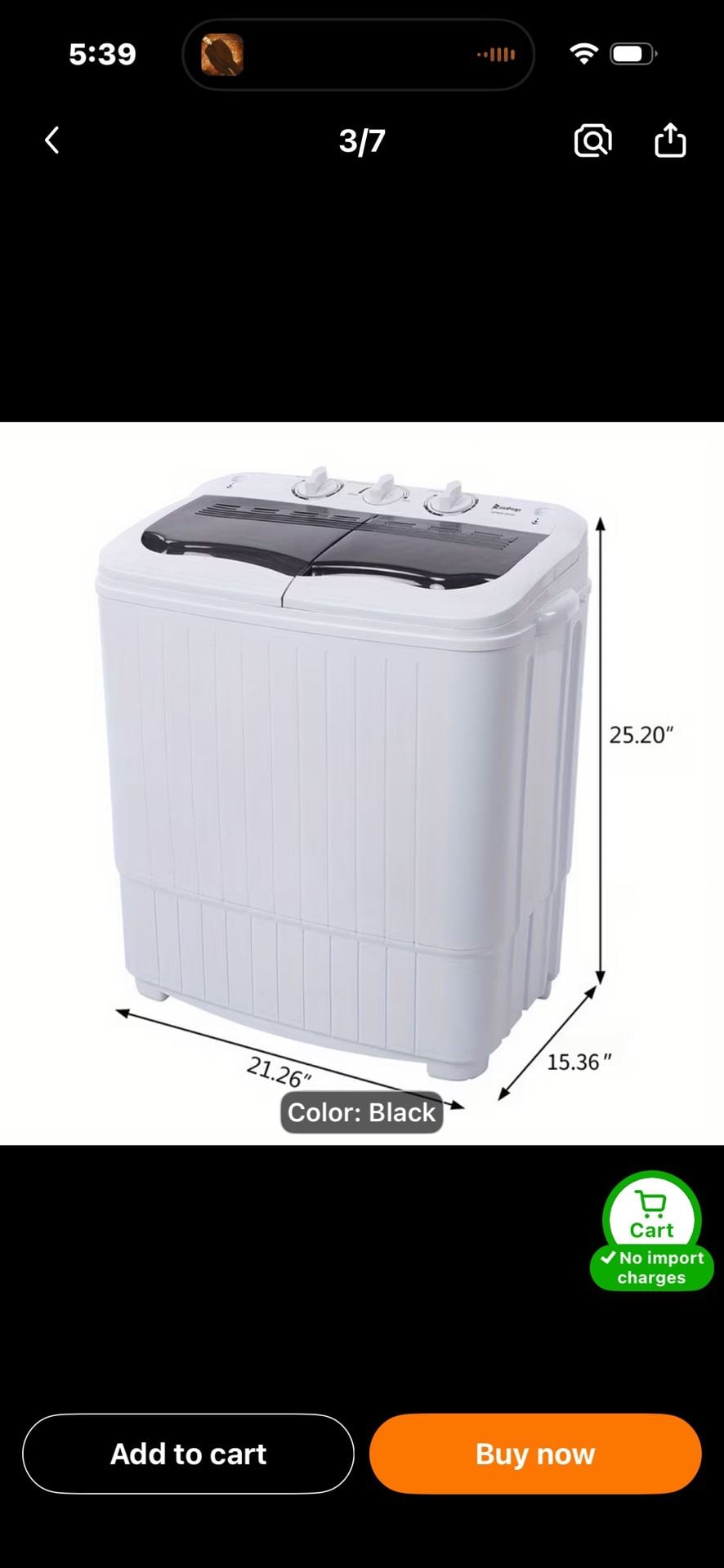 Karl Home 14.3 lbs Compact Twin Tub Semi-Automatic Washing Machine with Drain 2