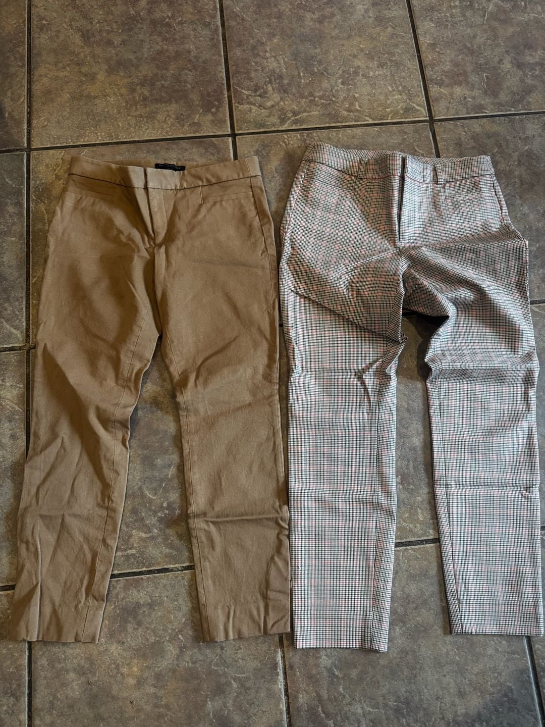 Banana Republic Sloan Pants Size 4 Lot Of 2 Plaid And Tan 1