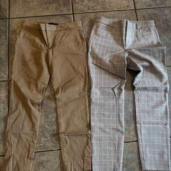 Banana Republic Sloan Pants Size 4 Lot Of 2 Plaid And Tan