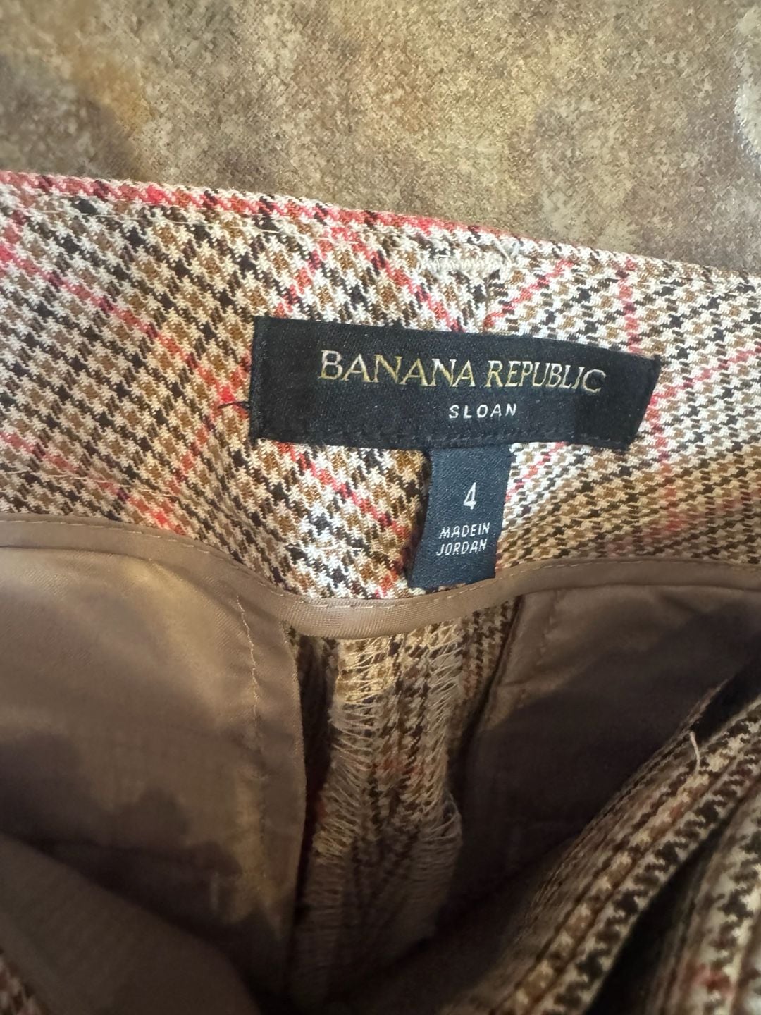 Banana Republic Sloan Pants Size 4 Lot Of 2 Plaid And Tan 3