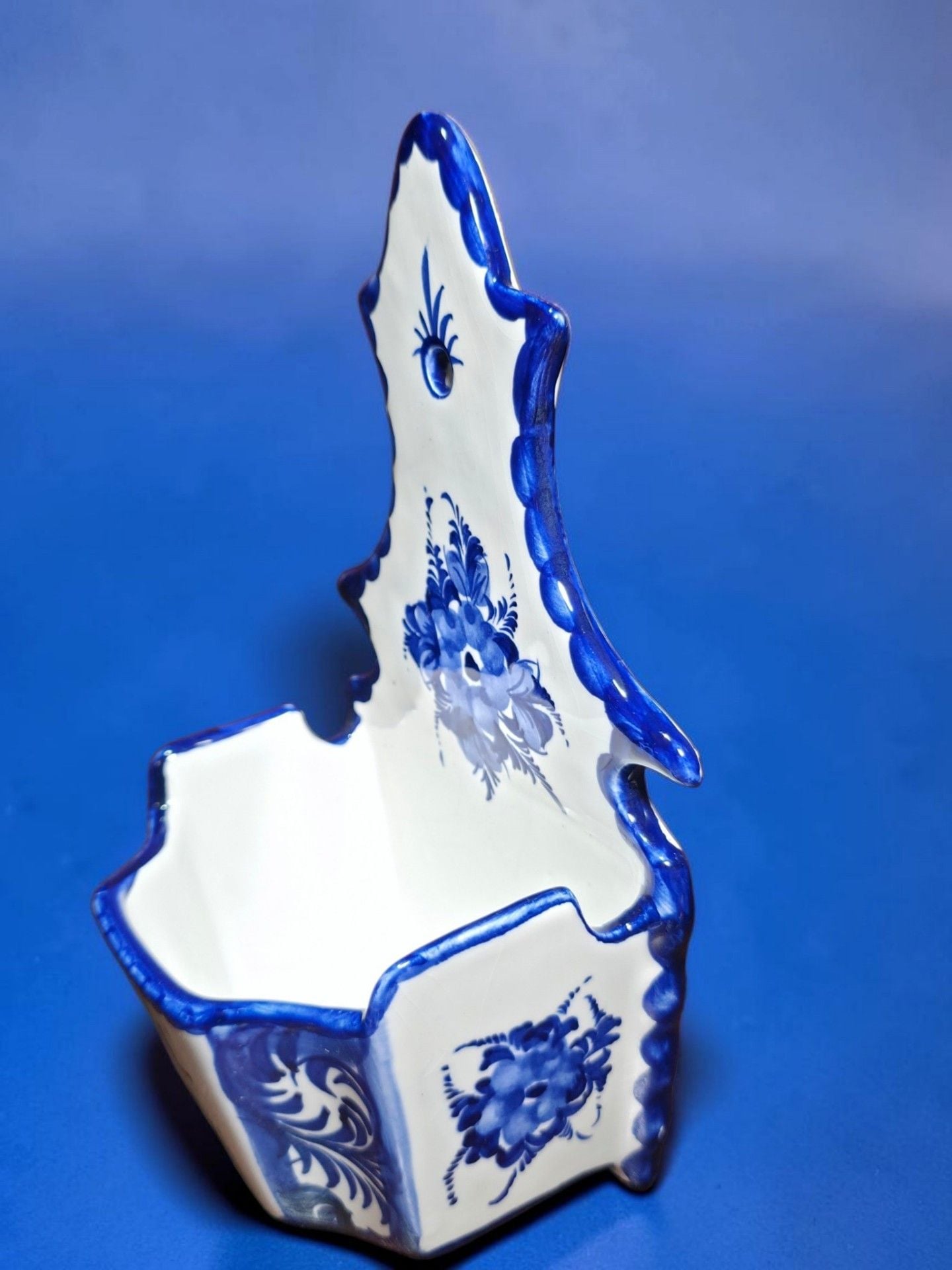 Vestal Portugal Hand Painted Ceramic Salt Cellar Wall Pocket Sal 7