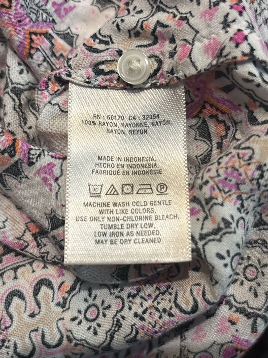 Maeve Islet Geometric Print Button Up Blouse Size S Pink 7