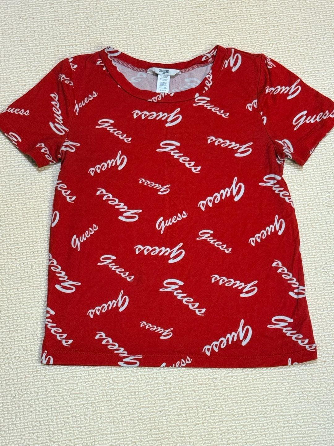 Guess Kids Red All Over Logo T-Shirt Size M (10-12) 2