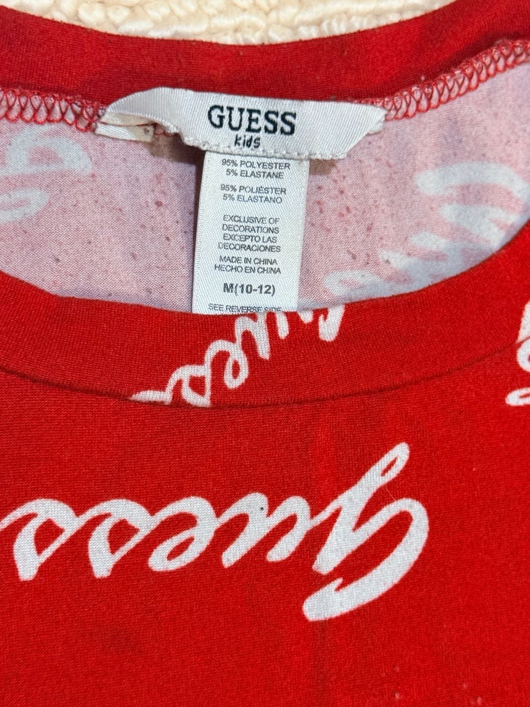 Guess Kids Red All Over Logo T-Shirt Size M (10-12) 4