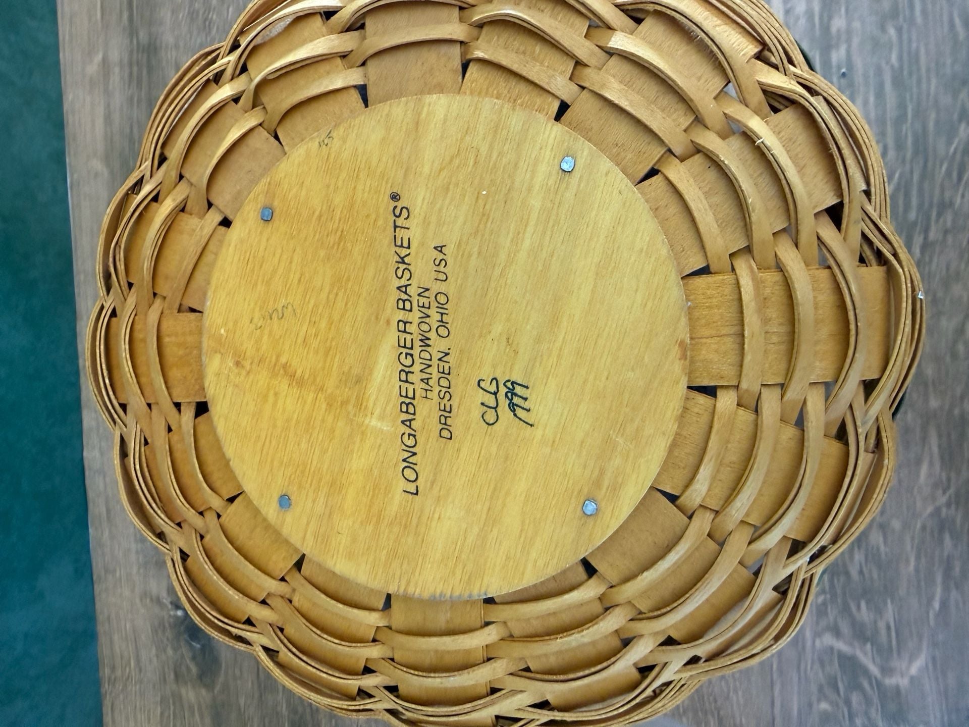 Longaberger Christmas Collection 1999 Popcorn Basket Green Liner Lid 7